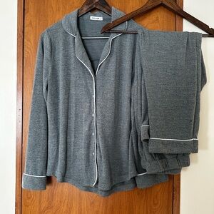 Sage Green Pajama Set with White Trim